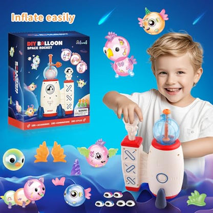 nicknack Space Rocket DIY Balloon Animals Kit with Pump Craft Kits for Kids - color: Rocket Blue