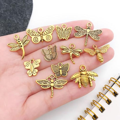 WOCRAFT 60pcs Antique Gold Butterfly Bracelet Charms for Jewelry Making Sets DIY Necklace Bracelet Keychain Crafting Charms Kit Craft Supplies (SN846) - color: Antique Gold, size: Butterfly Charms