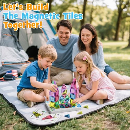 42PCS Mini Magnetic Tiles Travel Set with Iron Storage Box - Portable STEM Building Blocks for Kids 3-8, Montessori Educational Magnet Toys for Airplane, Car Rides & On-The-Go Play - size: Mini