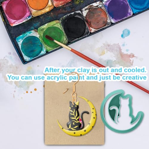beinkmake 20Pcs Cats Polymer Clay Cutters Moon Kitten Clay Earrings Cutters - style: Cat
