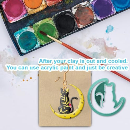 beinkmake 20Pcs Cats Polymer Clay Cutters Moon Kitten Clay Earrings Cutters - style: Cat