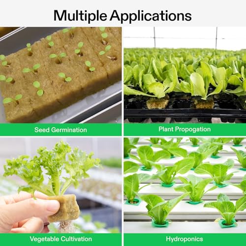 VIVOSUN 1" Rockwool Cubes, 200 Plugs Stonewool Starter Grow Cubes for Cuttings, Cloning, Plant Propagation, Seed Starting, Hydroponic Grow Media for Vigorous Plant Growth (Pack of 2) - size: 1"-200 Plugs (Pack of 2)