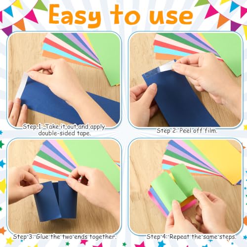 360 Sheets Paper Chain Garland Paper Kit, 3.5 x 11.8 in, Vibrant - color: Vibrant, size: 3.5 x 11.8 in