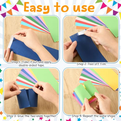 360 Sheets Paper Chain Garland Paper Kit, 3.5 x 11.8 in, Vibrant - color: Vibrant, size: 3.5 x 11.8 in