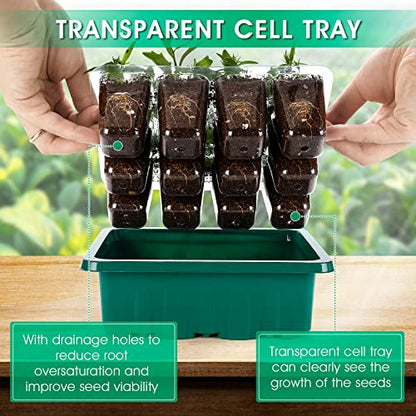Seed Starter Tray with Light, 6PCS Seed Starter Kit with Grow Light, Seedling Starter Trays with Humidity Domes, Covers Height 3.9", Indoor Gardening Plant Germination Trays (12 Cells per Tray)