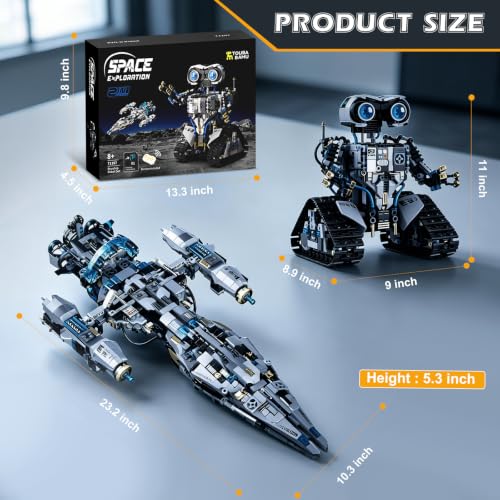 STEM Space Building Toys for Kids Ages 8-12 with Remote & APP Control, Technic Coding Spaceship & Robotic Toys for 8-14 Year Old Boys Girls, Buildable 2 in1 Models with 1468 PCS