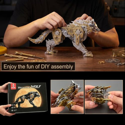 3D Metal Puzzle for Adults,Mechanical Animal Wolf Puzzle Building Set，3D Metal Model Kits, Brain Teaser Puzzles DIY Assembling for Stress Relief - A Collectible Gift for a man and boy (Black) - color: Black