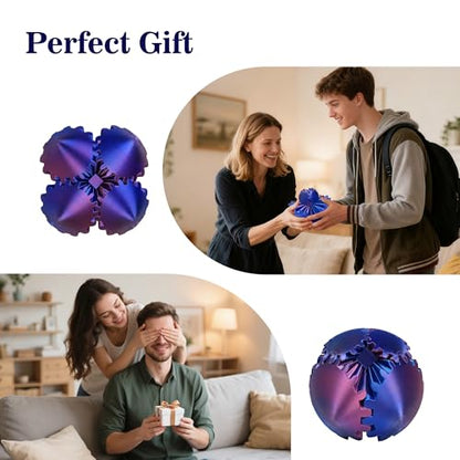 Gear Sphere Fidget Toy Gear Ball 3D Printed Rotating Ball or Cube Fidget Toy, Stress Gearsphere Desk Toy for Anxiety Relief ADHD - color: 1 Pcs Red & Gold