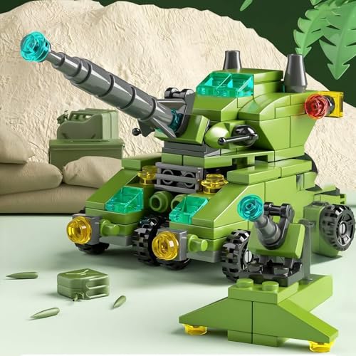 138-Piece Military Building Blocks Set – Army Tank Vehicle Toy with 7 in 1 Transformable Models, STEM Construction Kit for Kids Ages 6-12, Combat Play & Collector’s Display - color: Army Tank