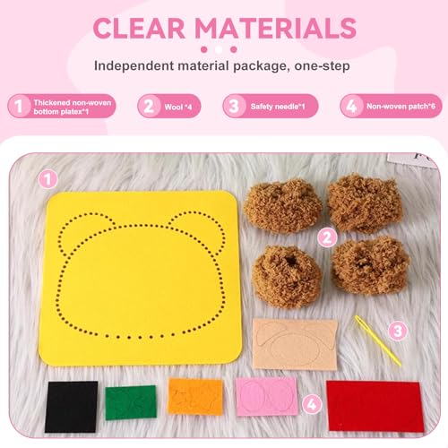Vanttokeey DIY Embroidery Doll Set, 4pcs Cute Cartoon Animal Sewing Craft Kit Sewing Projects Yarn Board (Duckling + Piglet + Frog + Rabbit) - color: Duckling + Piglet + Frog + Rabbit