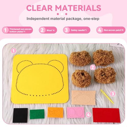 Vanttokeey DIY Embroidery Doll Set, 4pcs Cute Cartoon Animal Sewing Craft Kit Sewing Projects Yarn Board (Duckling + Piglet + Frog + Rabbit) - color: Duckling + Piglet + Frog + Rabbit