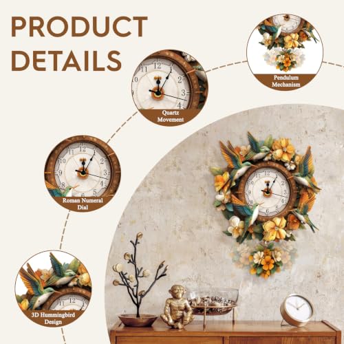 3D Puzzles for Adults Wooden Hummingbird Puzzle Clock Adult Crafts - color: Hummingbird Clock