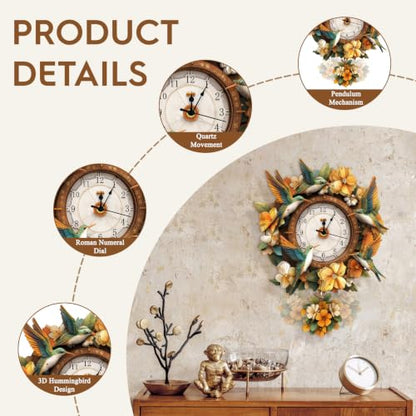 3D Puzzles for Adults Wooden Hummingbird Puzzle Clock Adult Crafts - color: Hummingbird Clock