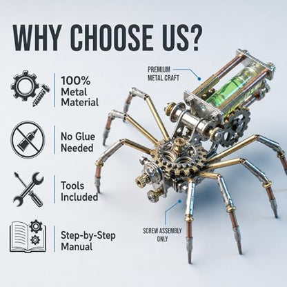 3D Metal Puzzles for Adults Teens-160+Pcs-Mechanical Spider Bee Insect Models-3 Hours to Build-Ideal for Birthday Gifts and Decorations(Mechanical Spider F) - style: Mechanical Spider F