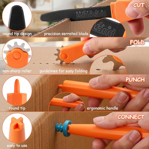 SainSmart Jr. 228 PCS Cardboard Construction Kit, Cardboard Tools for Kids STEM Projects, Classroom & Family DIY Activities | Reusable Cutting Tools with Safe Cutter, Tool Box & Tape Measure - size: 228 PCS
