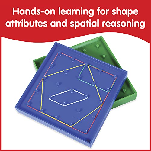 edxeducation Double-Sided Geoboards, Set of 6 with Rubber Bands