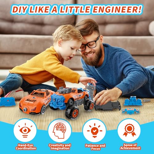 Pup Go 43 Pcs Take Apart Car for Boys Ages 3-8 Year, Build Your Own Car Set - color: Orange