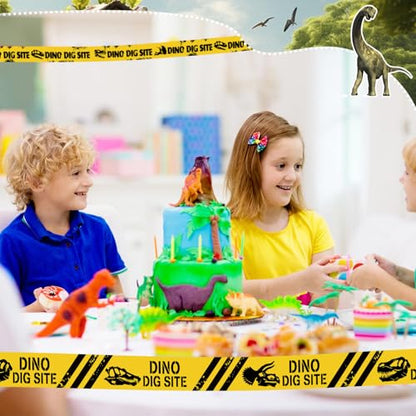 Nuanchu 2 Rolls 3'' x 98 Feet Dino Dig Site Caution Tape Party Decorations - style: Yellow Dino Dig Site Caution