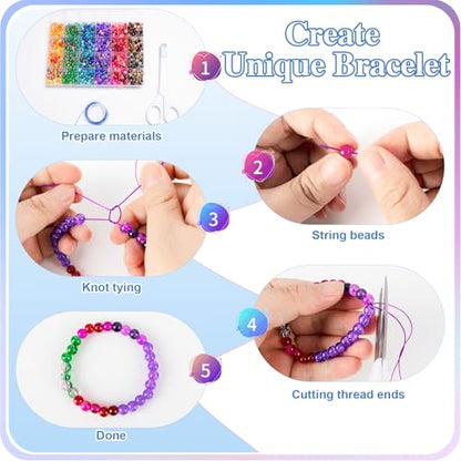 XSEINO About 144 Colors 1200PCS 6mm Crack Glass Beads Bracelet Making Set - color: Mixed Crackle Beads