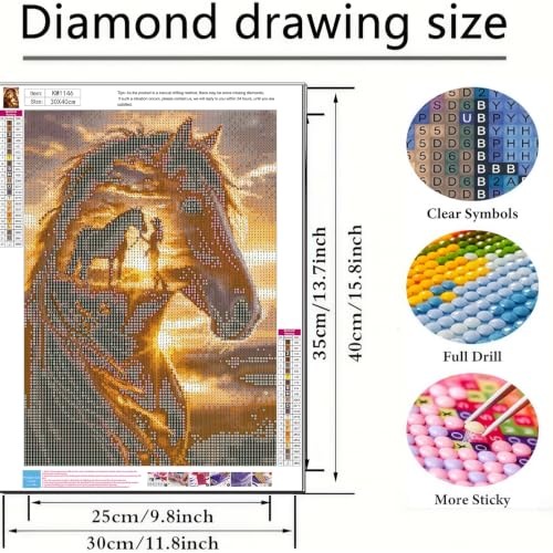 BYGFHLYW Horse Sunset Diamond Painting Kit for Adults, Diamond Art 12X16In - color: KM1146-1