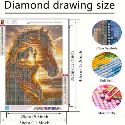 BYGFHLYW Horse Sunset Diamond Painting Kit for Adults, Diamond Art 12X16In - color: KM1146-1