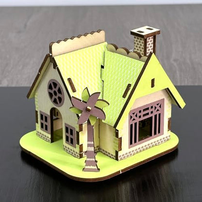 Log Cabin Mini House 3D Wooden Puzzle Model (Green Little House) - color: Green Little House