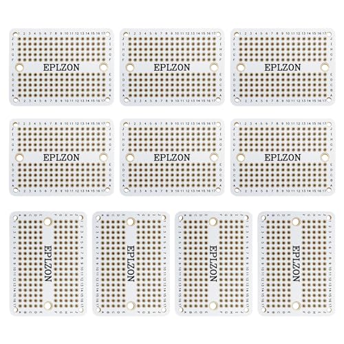 Solderable Breadboard Mini PCB Board Gold-Plated Solder Breadboard for DIY Electronics Projects Apply to Soldering Projects 2.0"x1.5" Mixed Color(Pack of 10 Pcs,White) - size: White