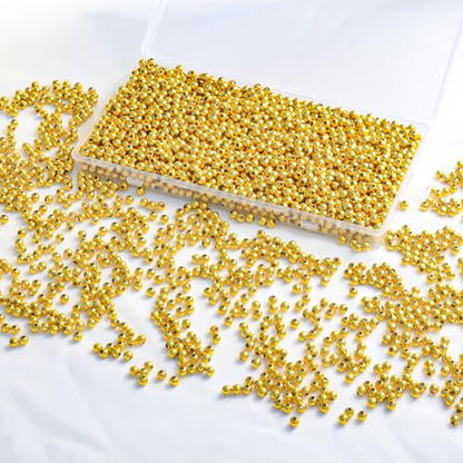 Laopottbeads 2000 Pcs Gold Beads with Oxidation-Resistant Finish, 4mm Round Beads DIY Kit for Bracelets, Earrings, Necklaces & Anklets - color: Golden, size: 4 mm, 2000 pcs