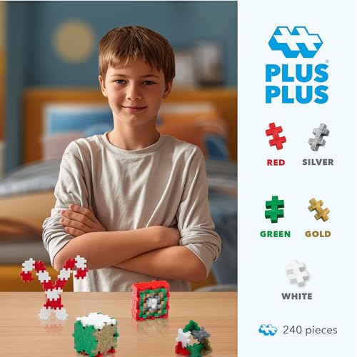 PLUS PLUS 240 Piece Holiday Mix - Mini Waffle Blocks, Classroom Must Haves - style: Holiday Mix Play Tube