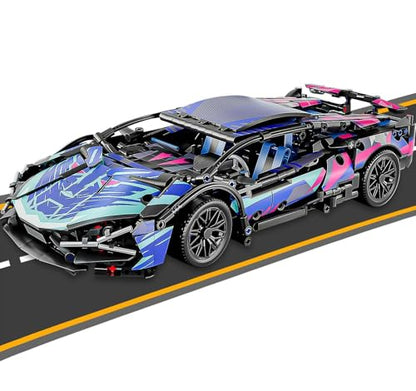 Sport Car Building Block Sets for Adults,Technical Race Car Collectible 1:14 Model Scale Engineering Toy Racing Cars Birthday for Men Teens Boys Age 8+ (Blue) - color: Blue