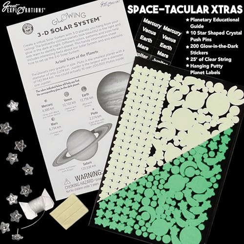 Great Explorations 3D Glow Solar System Ceiling Kit, STEM, Ages 5+