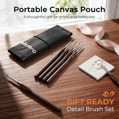 Nicpro 11 PCS Kolinsky Sable Miniature Paint Brushes with Cloth Roll - size: 11 PCS (brown)