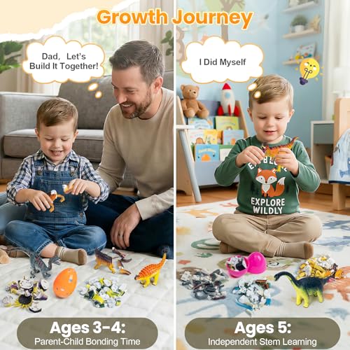 7Pcs Lifelike 3D Puzzles for Kids,Dinosaur Building Toys for 5 6 7 8+ Year Old Boys Girls,Slot-Assembly Building Blocks,Dinosaur Realistic Figures Set,Educational Toys Ideal for Class,Party - style: 3D Dinosaur Puzzle