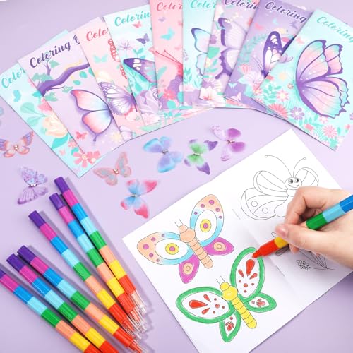 BenLouis 24 Pcs Butterfly Mini Coloring Books for Kids Party Favors - style: Butterfly