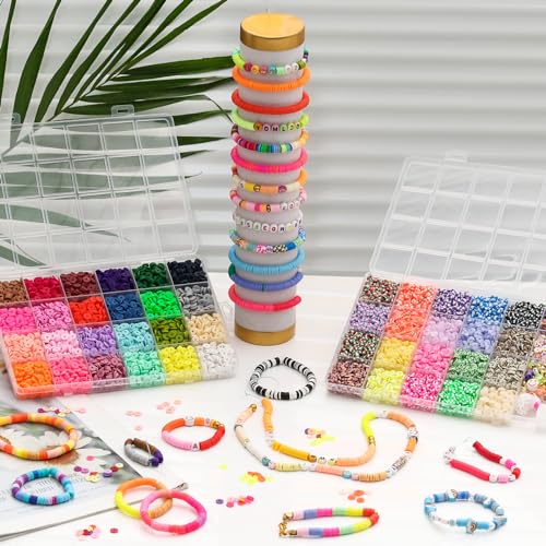 XSEINO 10000PCS Clay Beads Bracelet Making Kit,46Colors - color: 2 Boxes