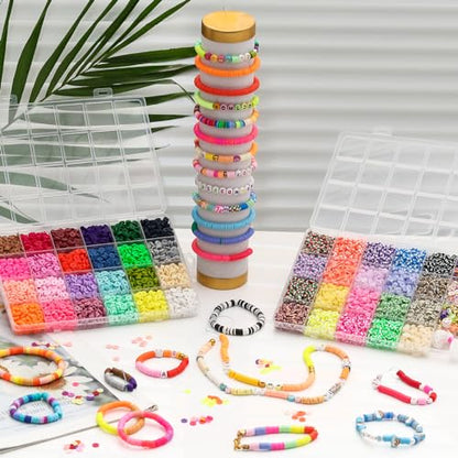 XSEINO 10000PCS Clay Beads Bracelet Making Kit,46Colors - color: 2 Boxes
