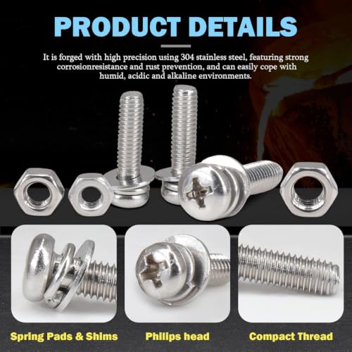 540PCS Machine Screw Phillips Truss Head Nuts and Bolts Assortment Kit - size: 3/4/5 mm, style: Round head machine screw
