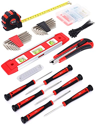 FASTPRO 215-Piece Home Repairing Tool Set with 12-Inch Bag, Red - color: Red