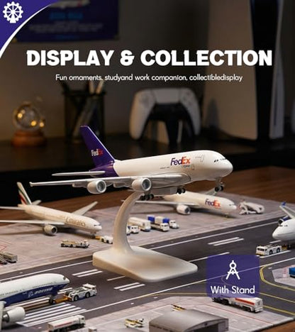 1/400 for FedEx A380 Diecast Plane Model with Landing Gear Stand - color: 05. Fedex