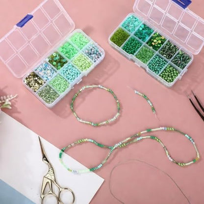 Norme 2 Sets Glass Seed Beads and Loose Sequins Kit Loose Beads for Jewelry Making DIY Crafts Felt Kits Embroidery Bracelets and Necklaces 20 Colors(Green) - color: Green
