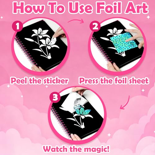 FUNNYB&G Foil Art Craft Kit for Kids, Sparkly Birthday Gift Toy for Girls - style: Flower