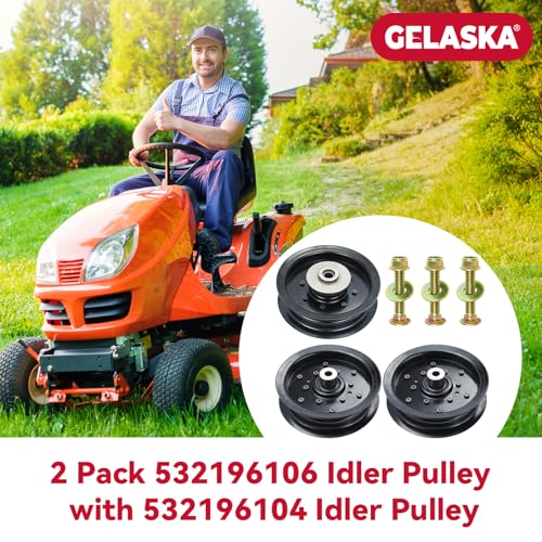 GELASKA 2 Pack 532196106 Husqvarna Idler Pulley with 532196104 Idler Pulley - color: A6 2x196106+1x196104