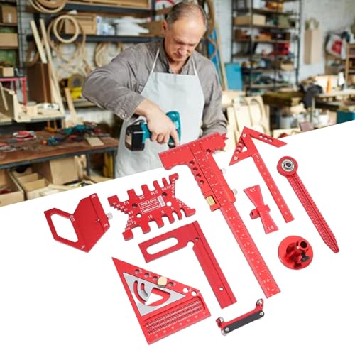 Woodworking Measurement Tool Kit with Storage Box, Project Layout Tools Set, Woodworking Measuring Marking Ruler Accurate Fast for Wooden Board Splicing Auxiliary
