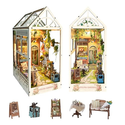 3D Book Nook Flower House Kit DIY Wooden Puzzle- Sylvia Garden - color: Sylvia Garden