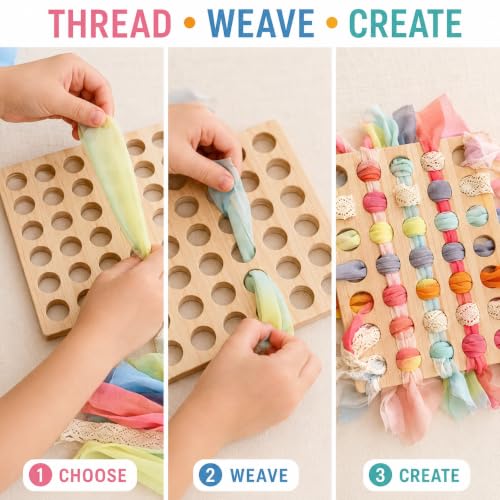 Eray Montessori Wooden Lacing & Weaving Board, Fine Motor Toy for Kids 3+