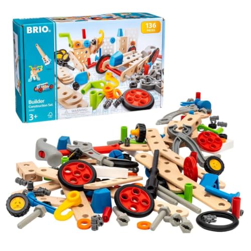 BRIO Builder 34587 Construction Set - 136-Piece STEM Toy with Wood and Plastic for Kids | Enhances Creative Skills | Safety Tested | Age 3 and Up - style: Construction Set