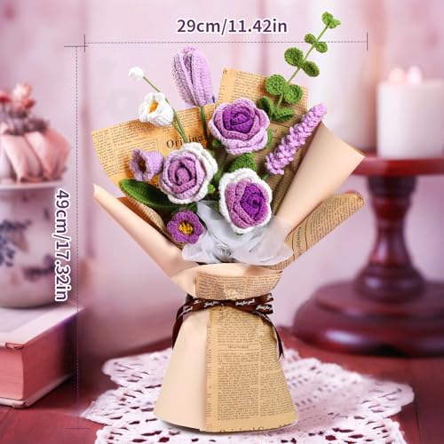 Kogyxe Crochet Kit for Beginners Purple Rose Crochet Flowers for Adults - color: Purple Rose
