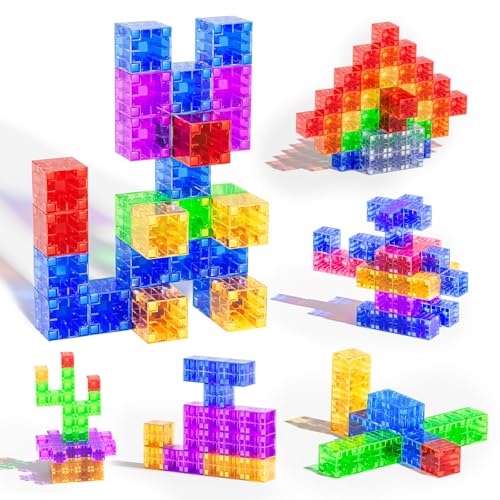56PCS Transparent Magnetic Blocks for Kids Ages 3-5 Year Old Boys and Girls - style: Transparent Magnetic Blocks