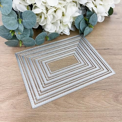 Lapoo Flowers Metal Cutting Die for Scrapbooking - Durable, Cut Stencils for DIY Scrapbook Photo Album Decorative Paper Card, Card Making Supplies (Multiple Dotted Rectangle Boxes 5.5 x 3.9 in) - style: Multiple Dotted Rectangle Boxes 5.5 x 3.9 in