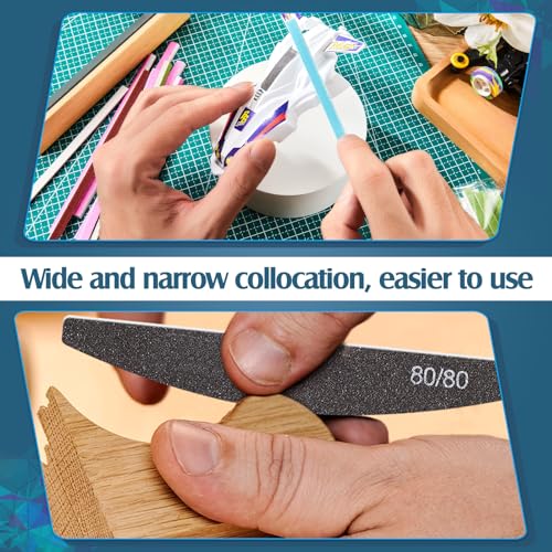 Honoson 70 Pcs Sanding Sticks Polishing Sticks Fine Sanding Twig Coded Abrasive Sand Twig for Plastic Model Assorted Metal and Wood Sand Tool Accessory for Craft(Low Grits Rating,Half Moon) - style: Half Moon